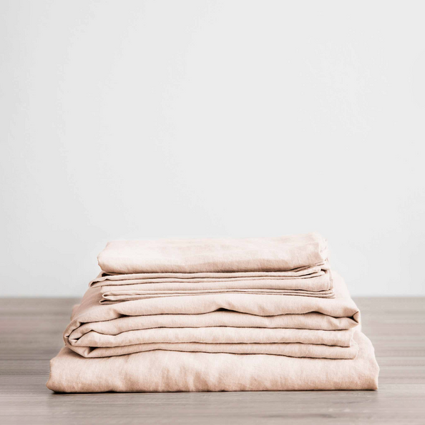Linen Fitted Sheet Set | Blush
