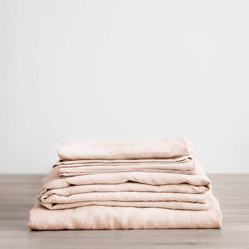 Linen Fitted Sheet Set | Blush