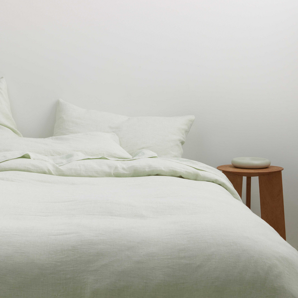Linen Fitted Sheet Set | Fern Stripe