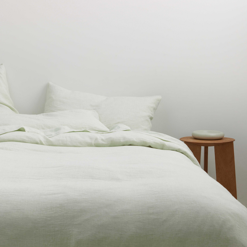 Linen Fitted Sheet Set | Fern Stripe