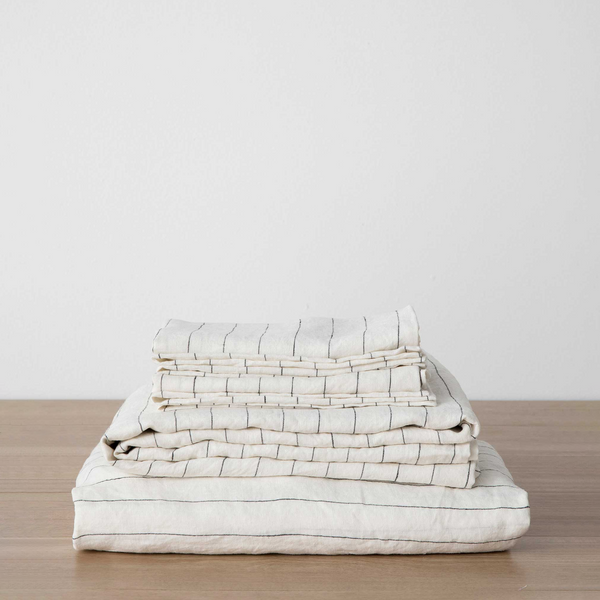 Linen Fitted Sheet Set | Pencil Stripe