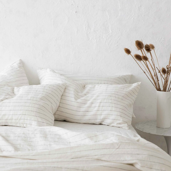 Linen Fitted Sheet Set | Pencil Stripe