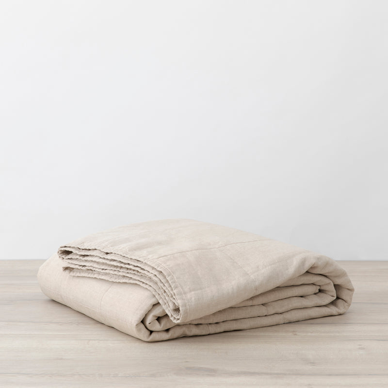 Linen Quilted Bedcover | Natural