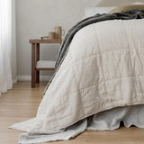 Linen Quilted Bedcover | Natural