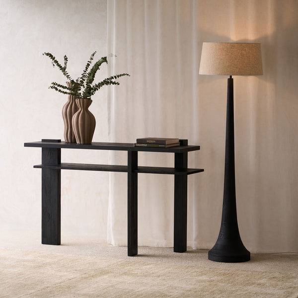 Abstract Console | Teak - Black (133cm)