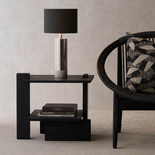 Abstract Side Table | Teak - Black (56cm)