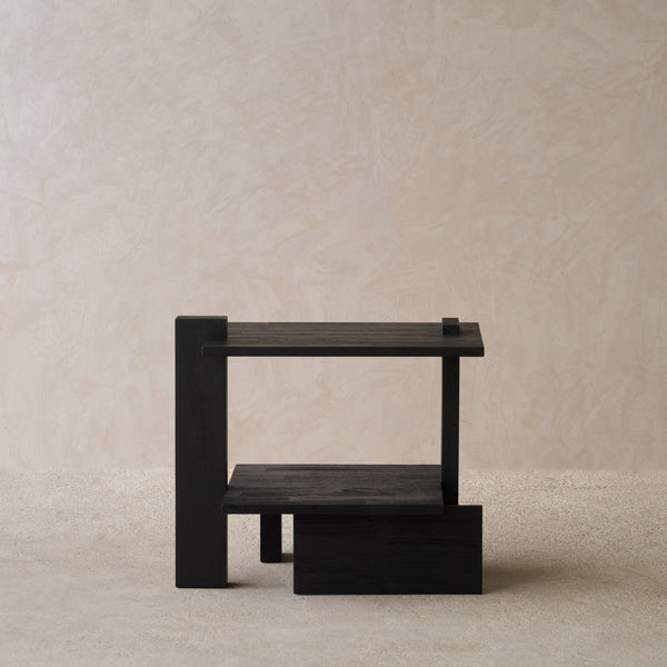 Abstract Side Table | Teak - Black (56cm)