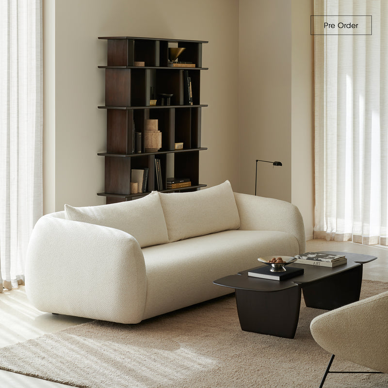 Contour Fabric Sofa | 3 Seater - Chalk