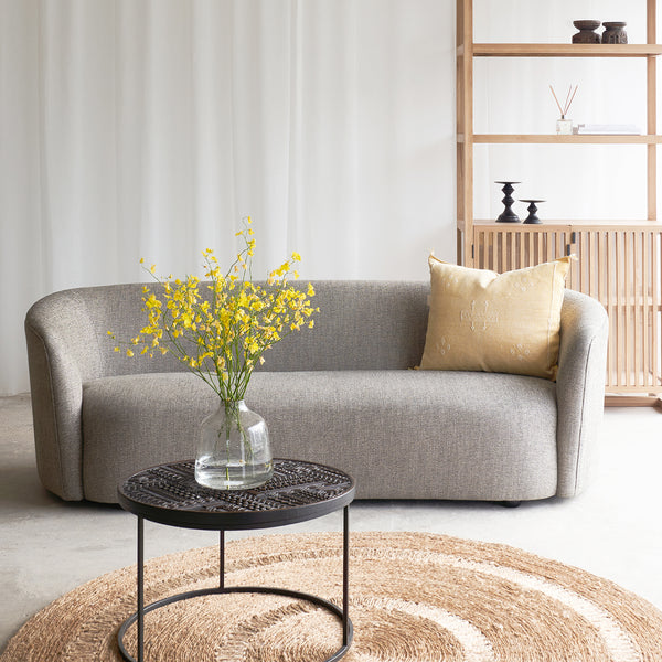 Grey Ellipse 3 Seater Fabric Sofa