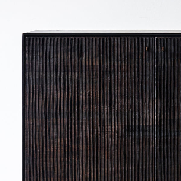 Ethnicraft Grooves Teak Sideboard 3 doors crafted with FSC certified sustainably sourced teak with adjustable shelves - $3280