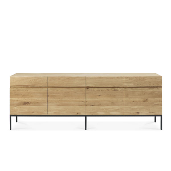 Ethnicraft ligna oak sideboard 4 doors 4 drawers crafted with high quality European oak with adjustable shelves and soft closing blum drawer runners - $4100