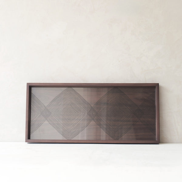 Linear Squares Glass Tray | Walnut - Rectangle (69cm)