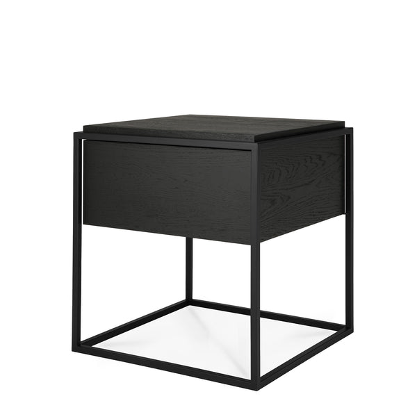 Monolit Bedside Table | Oak Black with Black Frame