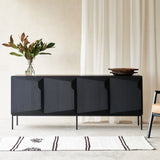 Ethnicraft stairs black oak sideboard 4 doors crafted from high quality European oak with adjustable shelves - $3790