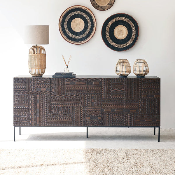 Ethnicraft Teak Tabwa Sideboard (200cm), 4 doors and adjustable shelves