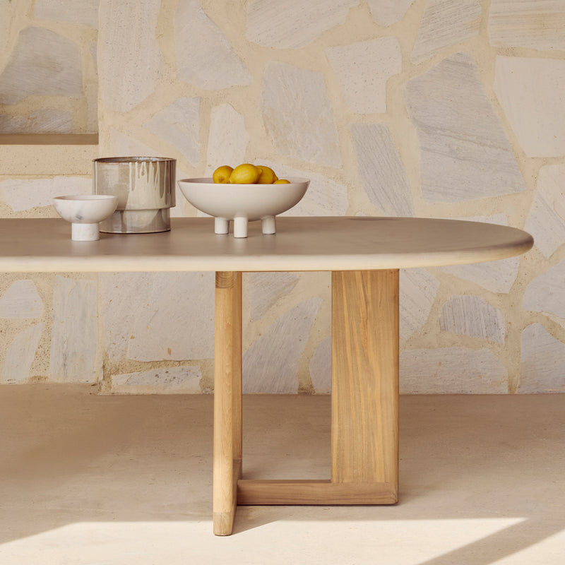 Trestle Outdoor Dining Table | Concrete & Teak