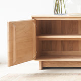 Ethnicraft wave oak TV console 2 doors 2 drawers, crafted from high quality European oak with soft closing blum drawer runners - $3260