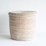 Flat Lid African Baskets | White