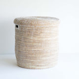 Flat Lid African Baskets | White