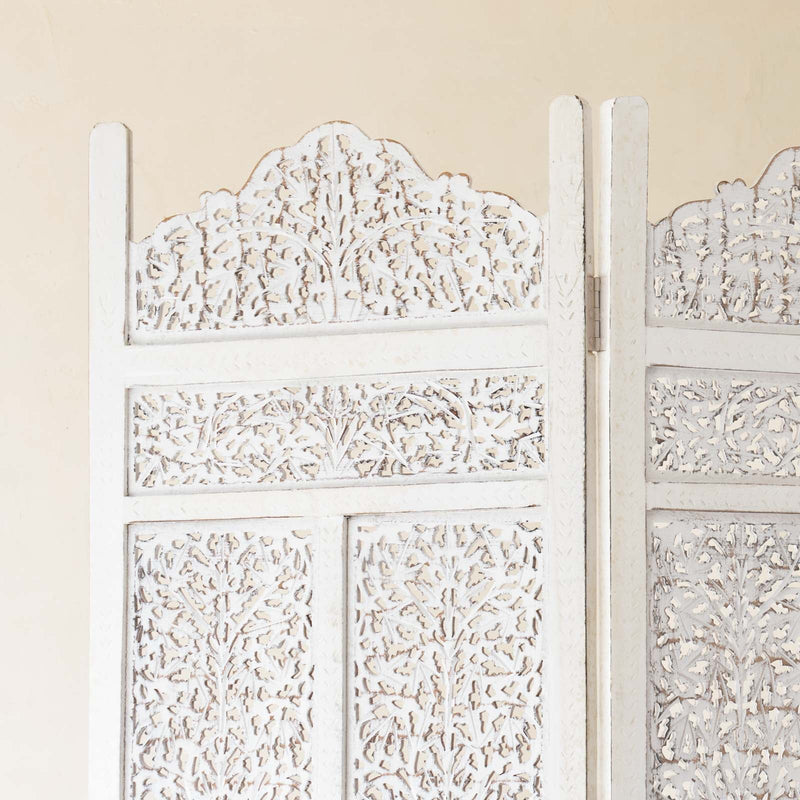 Floral Room Divider | 3 Panels - White