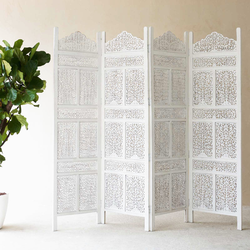 Floral Room Divider | White 4 Panel | Originals Furniture