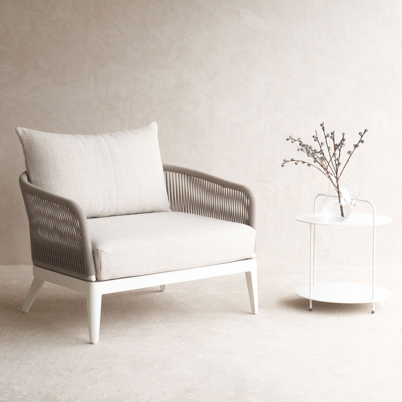 Hamilton Outdoor Armchair | White Frame - Taupe (95cm)