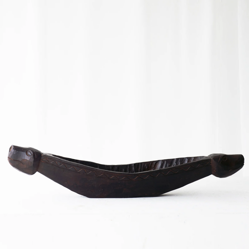 Vintage Teak Carving Boat A