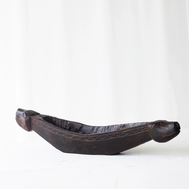 Vintage Teak Carving Boat A