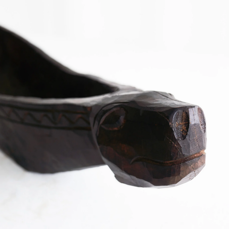 Vintage Teak Carving Boat A