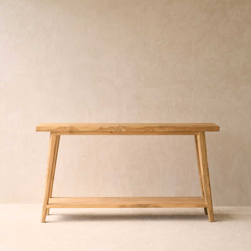 Roca Rustic Console with Shelf | Old Teak - Natural