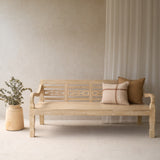 Java Teak Carved Bench | 3 Seater - Whitewash E (198 x 62 x 89cm)