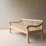 Java Teak Carved Bench | 3 Seater - Whitewash E (198 x 62 x 89cm)