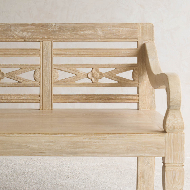 Java Carved Daybed | Teak - Whitewash A (Approx. 200cm)