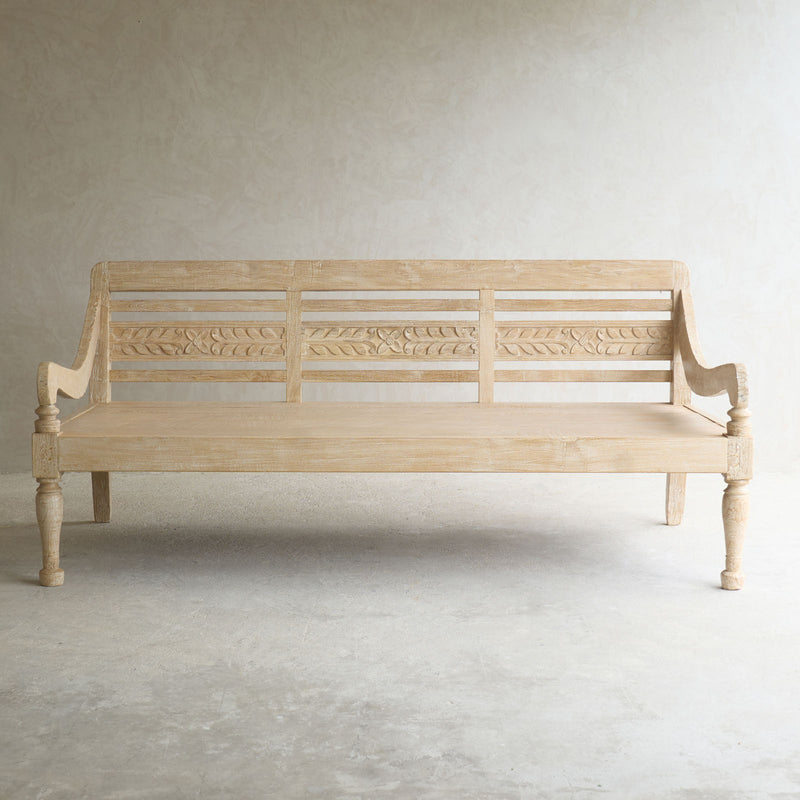 Java Carved Daybed | Teak - Whitewash A (Approx. 200cm)