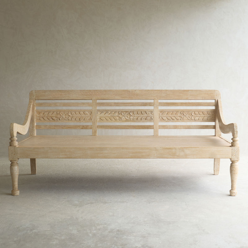 Java Carved Daybed | Teak - Whitewash A (Approx. 200cm)