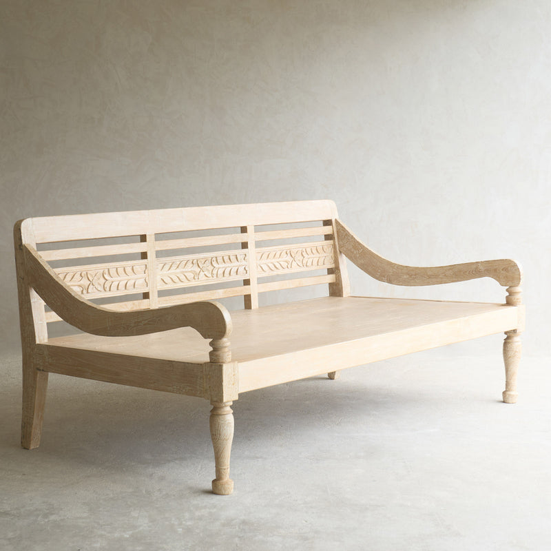 Java Carved Daybed | Teak - Whitewash A (Approx. 200cm)