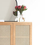 Rattan sideboard 4 doors natural handcrafted from Java with natural hard-wearing rattan weave - $3600