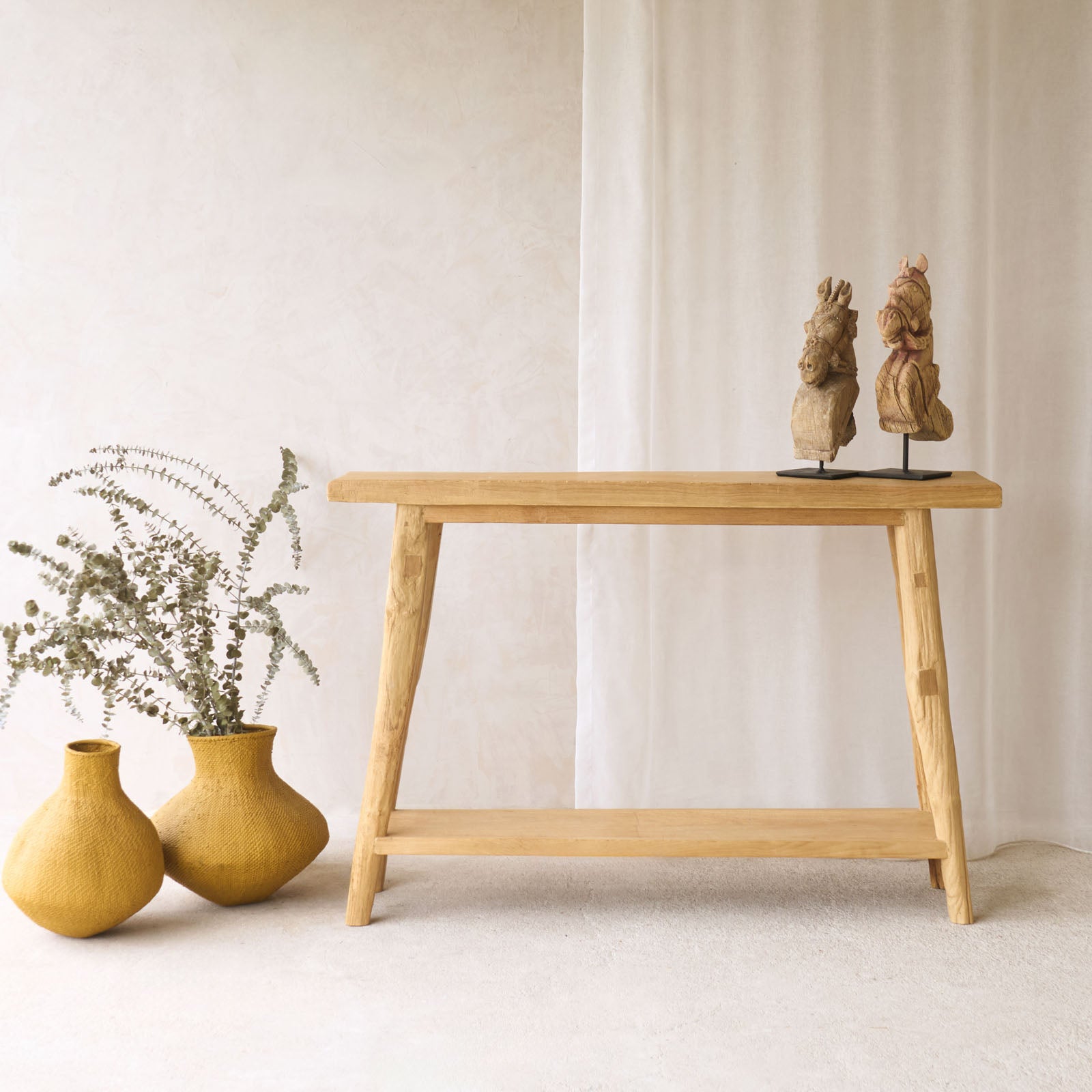 Roca Rustic Console with Shelf | Old Teak - Natural – Originals Furniture