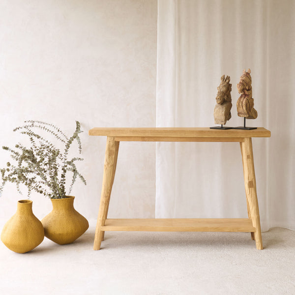 Roca Rustic Console with Shelf | Old Teak - Natural