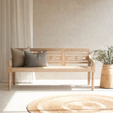 Java Teak Carved Bench | 3 Seater - Whitewash F (179cm)