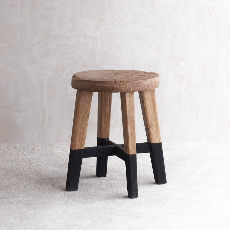 Java Stool Teak Black Legs