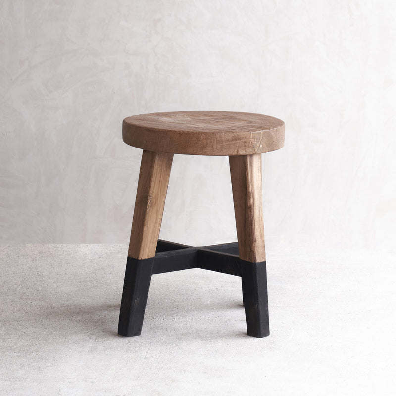 Java Stool Black Legs Teak