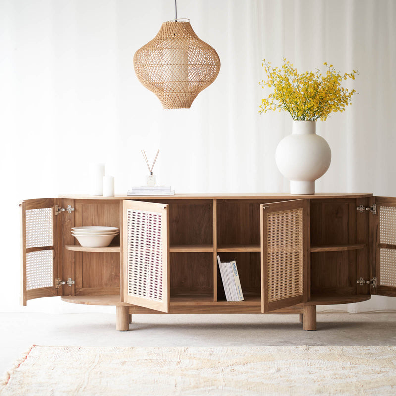 Luna rattan sideboard in teak natural