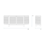 Luna Rattan Sideboard | Teak - Natural (200cm)