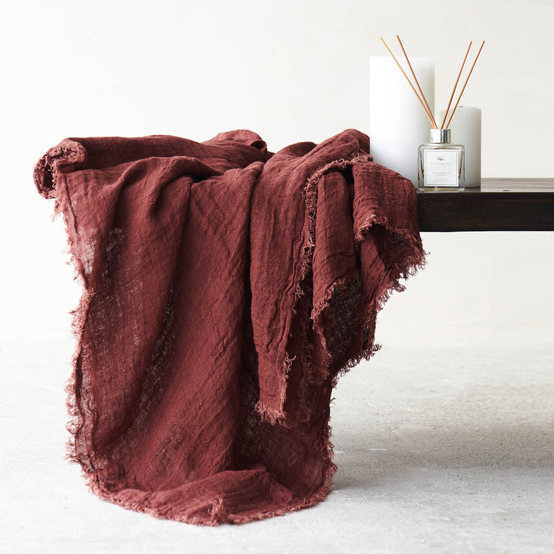 Throw Linen Fringe - Argile