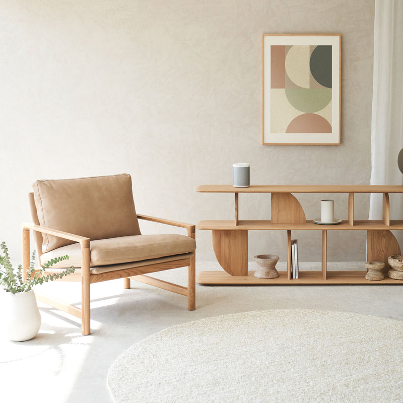 Troubadour Leather Armchair | Oak Frame - Desert
