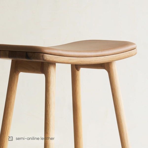 Odd Leather Counter Stool | Oak Frame - Pecan