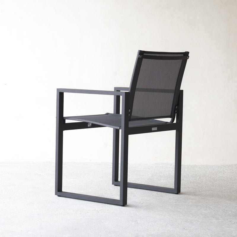 Harbour Outdoor Piano Dining Chair With Arms in Asteroid Dark Grey from Originals Furniture Singapore