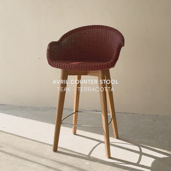 Avril Counter Stool | Teak Frame - Terracotta