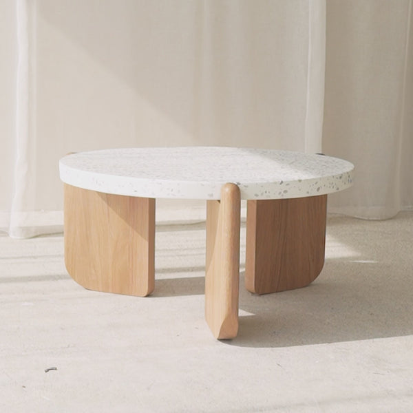 Native Coffee Table | White Terrazzo with Oak Base